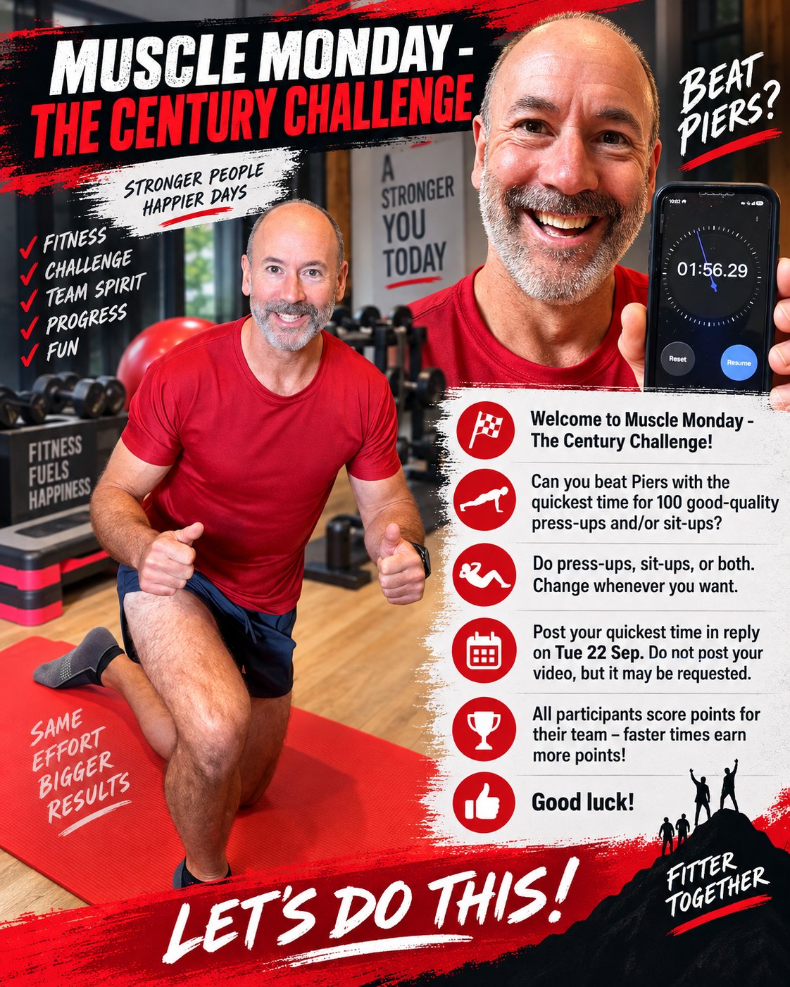 Photograph accompanying: Muscle Monday: Charl beats Piers in the Century Challenge
